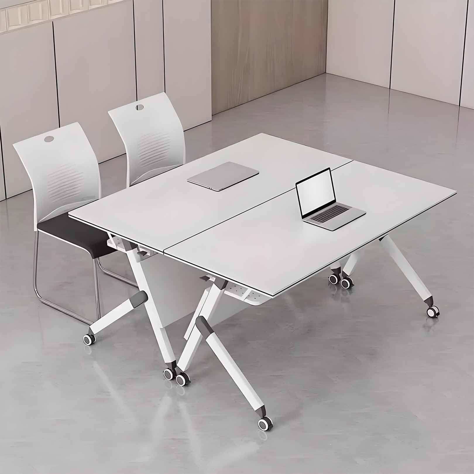 Table de Formation Portable, compacte, à Plateau Rabattable avec roulettes verrouillables, Table de réunion modulaire rectangulaire pour Bureau et Salle de Classe, Table de conférence pour s