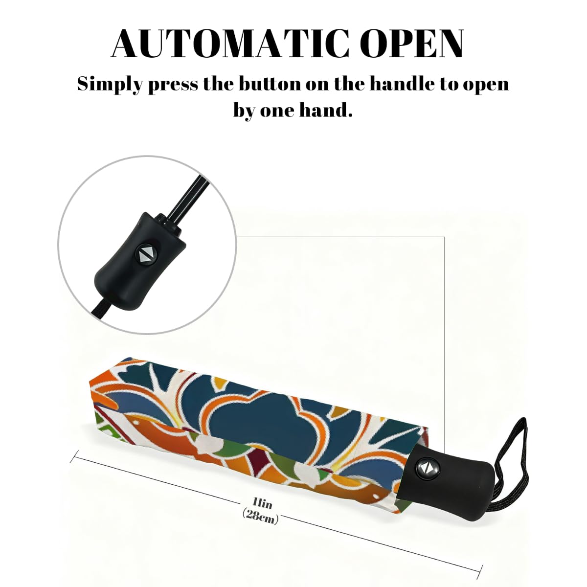 Ombrello pieghevole con motivo geometrico mandala colorato ombrello da viaggio compatto antivento impermeabile con protezione UV rivestimento nero leggero 8 coste portatile per pioggia sole