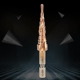 Zerodis ハイスヒールドライバー付きヘキサゴンハンドル螺旋溝ステップコーンコバルトドリルビット高速鋼ホールカッター鋼およびアルミニウム用1点 (3-12mm)