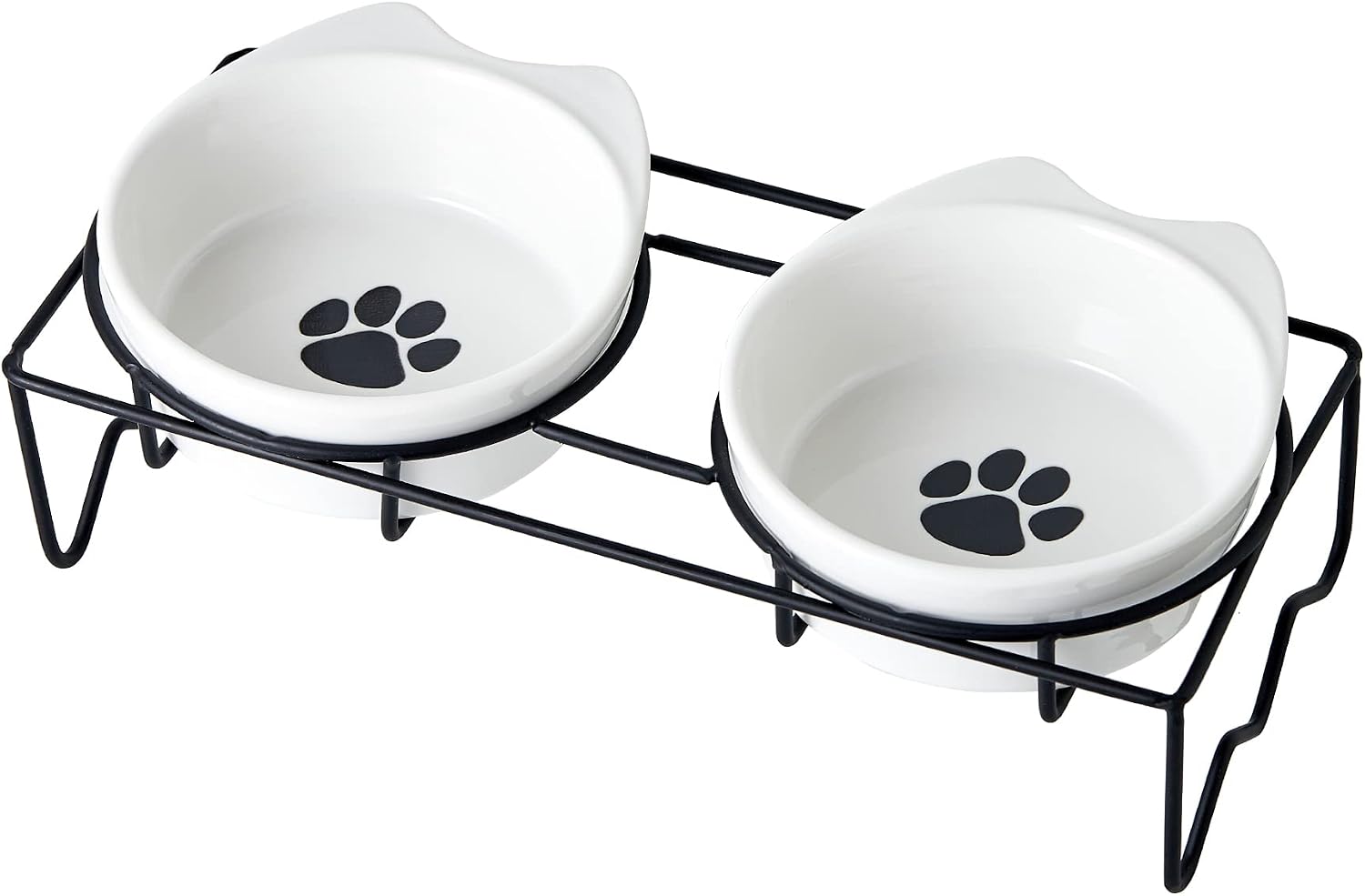 JOBNTZ Ceramic Cat Food and Water Bowl Set,12oz 1.5 Cup Raised Pet Dishes,Orthopedic Cat Bowl Anti-Vomiting for Indoor Cats,Microwave…