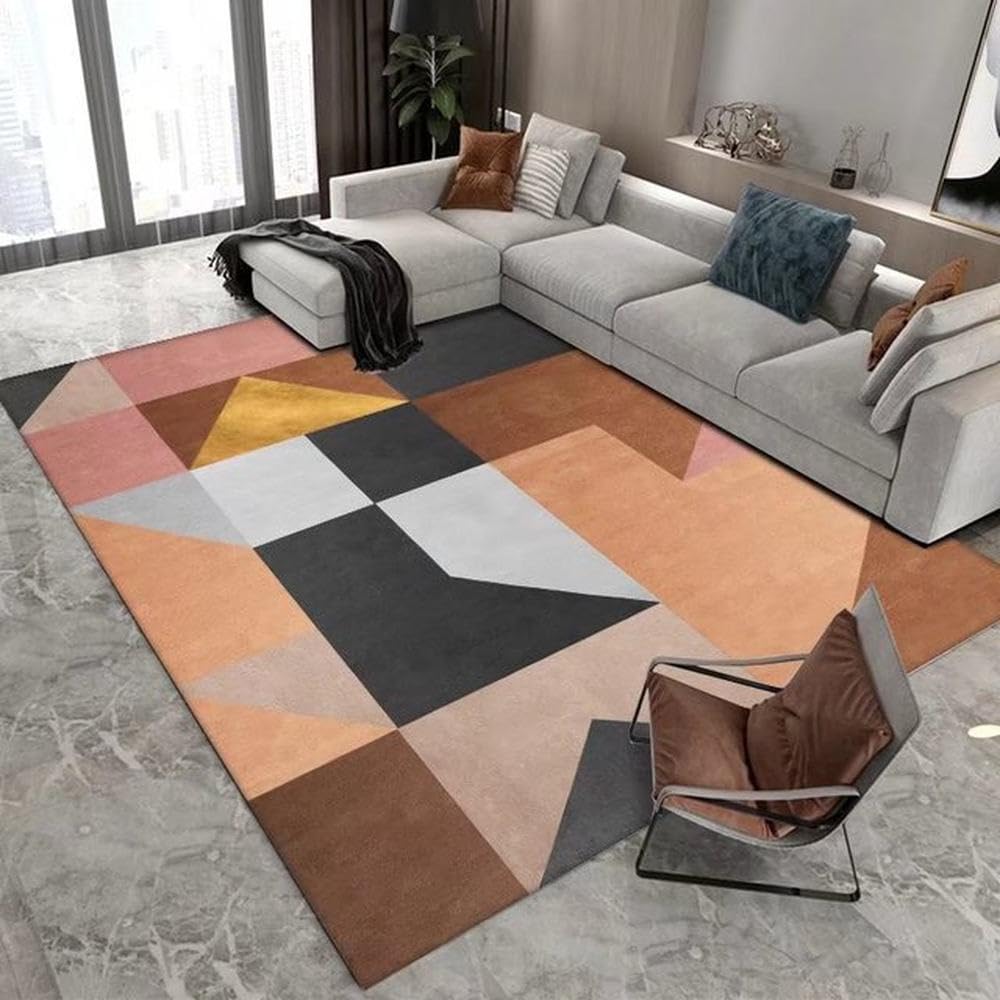 Tapis géométriques en flanelle 160 x 230 cm pour grand salon et canapé