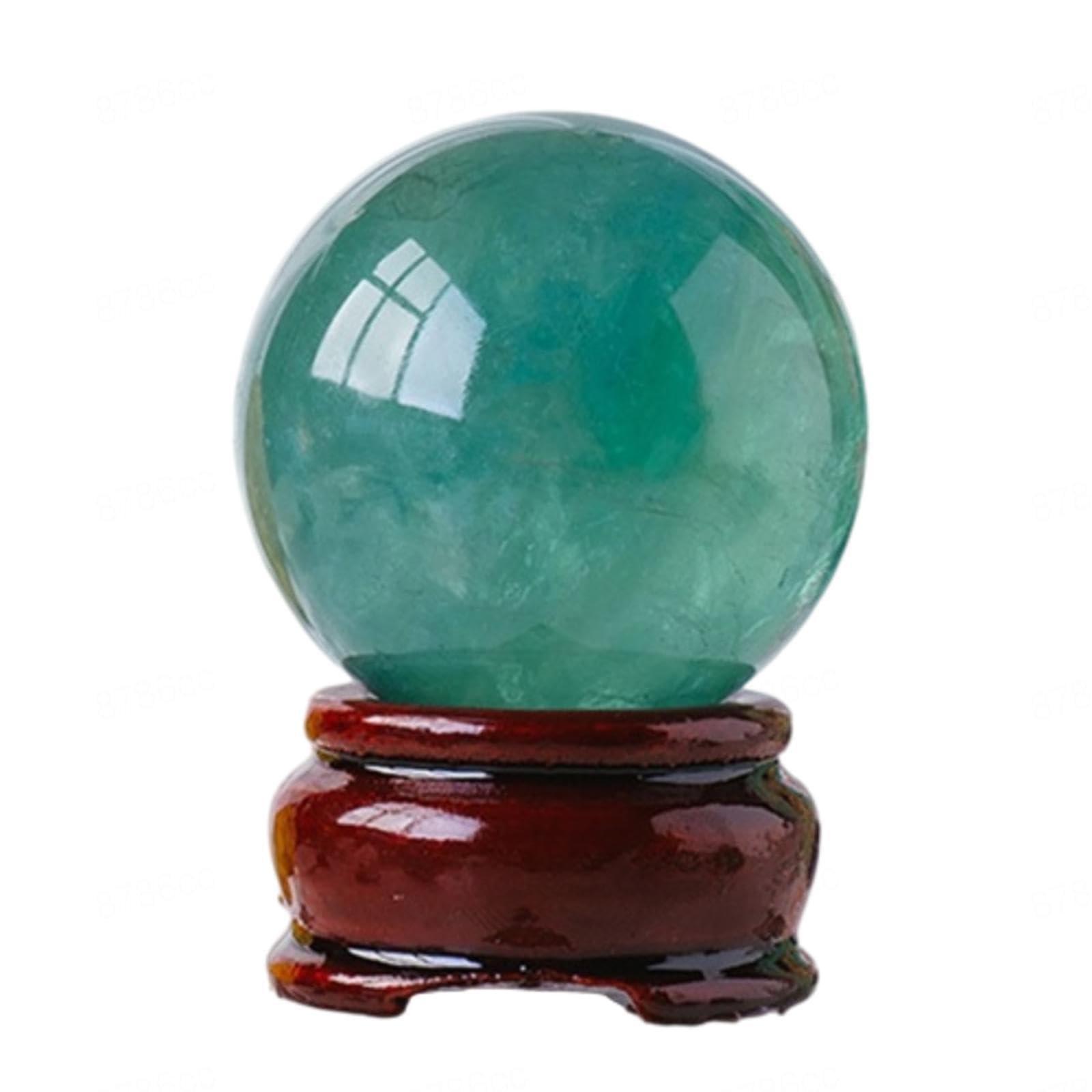 AARTERZZA Decorative Ball Crystals Sphere Green Fluorite Polished Divination 30-50mm Crystal with Wood Stand for, Ball-40~50mm