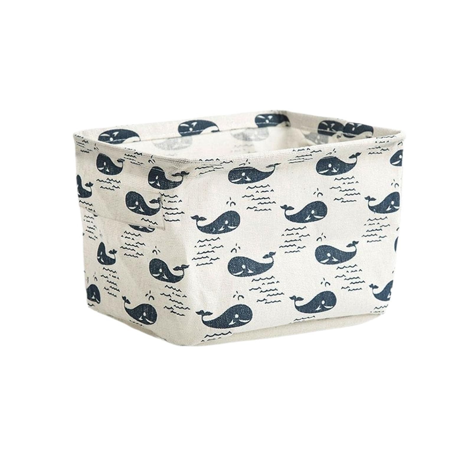 CGUOHU 10pcs Foldable Desktop Storage Box Fabric Bedroom Basket Underwear Cosmetic Jewelry Organizer Office Stationery For Wardrobe Storage(White blue)