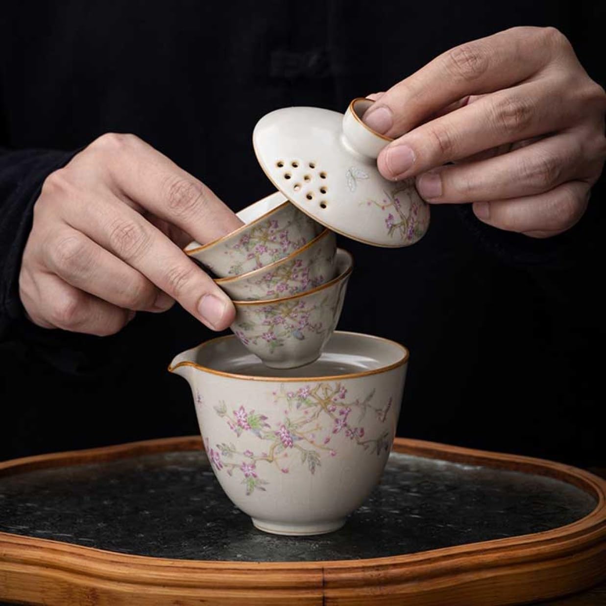 Amazon.co.jp: [ZS2L7] 茶器セット 陶器 茶壷セット 持ち運び便利