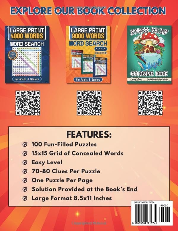 Easy Crossword Puzzle Books For Adults and Seniors - 100 Puzzles: Engaging Challenges to Boost Your Focus and Keep Your Eyes Relaxed for Hours of Fun - Image 2
