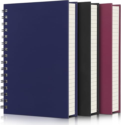 EUSOAR Cuaderno de espiral, paquete de 3 cuadernos A5 de 5.5 x 8.3 pulgadas, 160 páginas80 hojas, tapa dura gruesa y resistente, papel de 3.53 ozm,