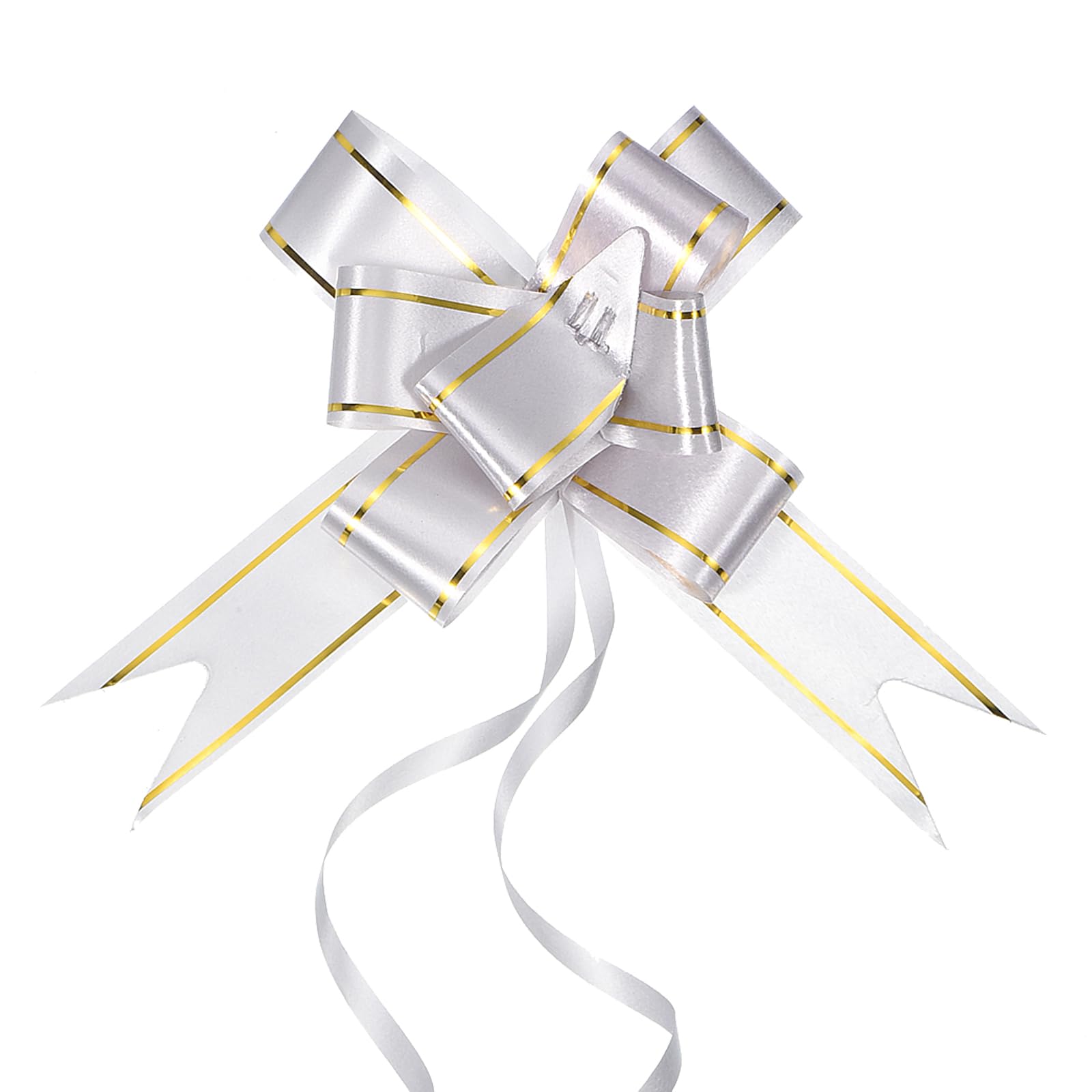 M METERXITY 40 Pack Pull Bows - Gold Thread Style Gift Wrap String Bow, (2.8" Silver Tone) - Image 4