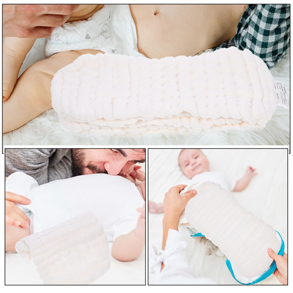 Stoffwindeleinlagen für Babys, 8 Stück, Baumwolle, Weiß