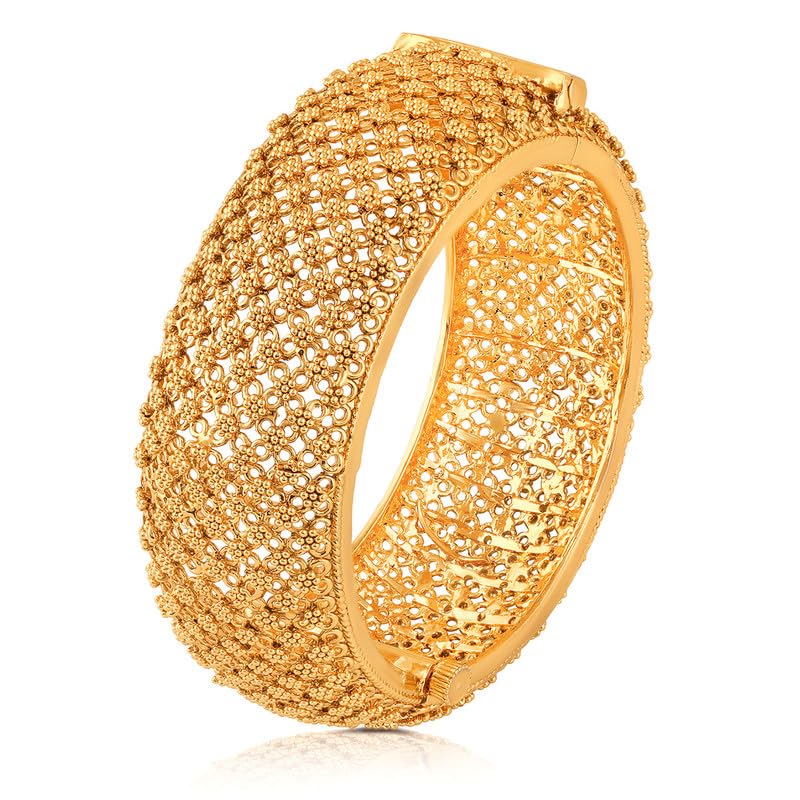 Gold Plated Metal Thick Bangle Ethnic Fashion Jewellery for Women (Size - 2.6 inch, 1 Pc)-image-13