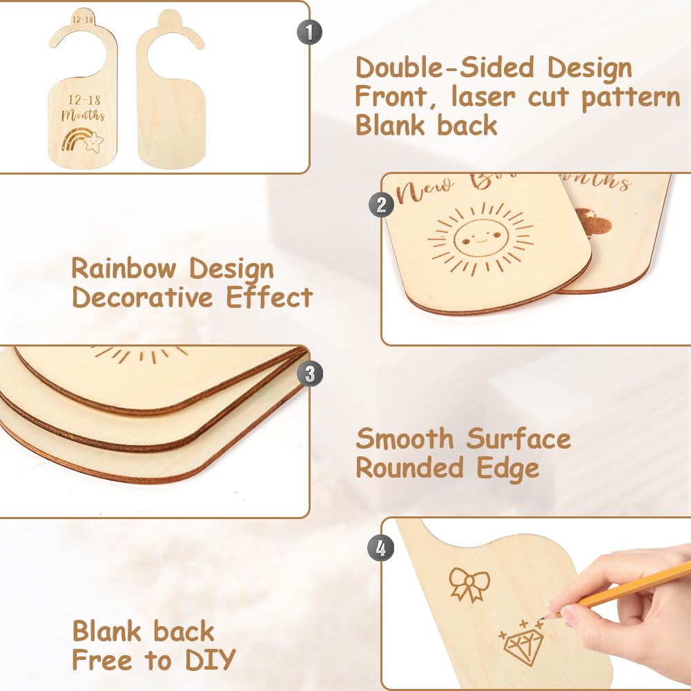 HAGOT 8 Pcs Baby Wardrobe Dividers, Cartoon Baby Wardrobe Dividers, Wood Safe Wardrobe Separators - Image 3