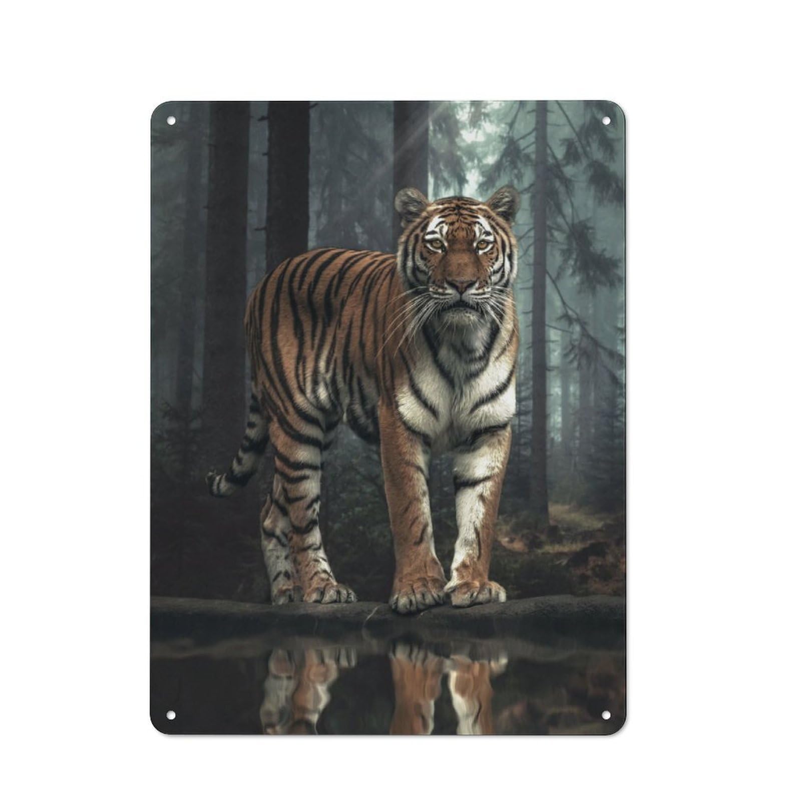 Junmoney The Tiger In The Forest Rustic Tin Sign 40X30cm Featuring For Bar Or Restaurant, A Housewarming Gift For Bar Decor Enthusiasts