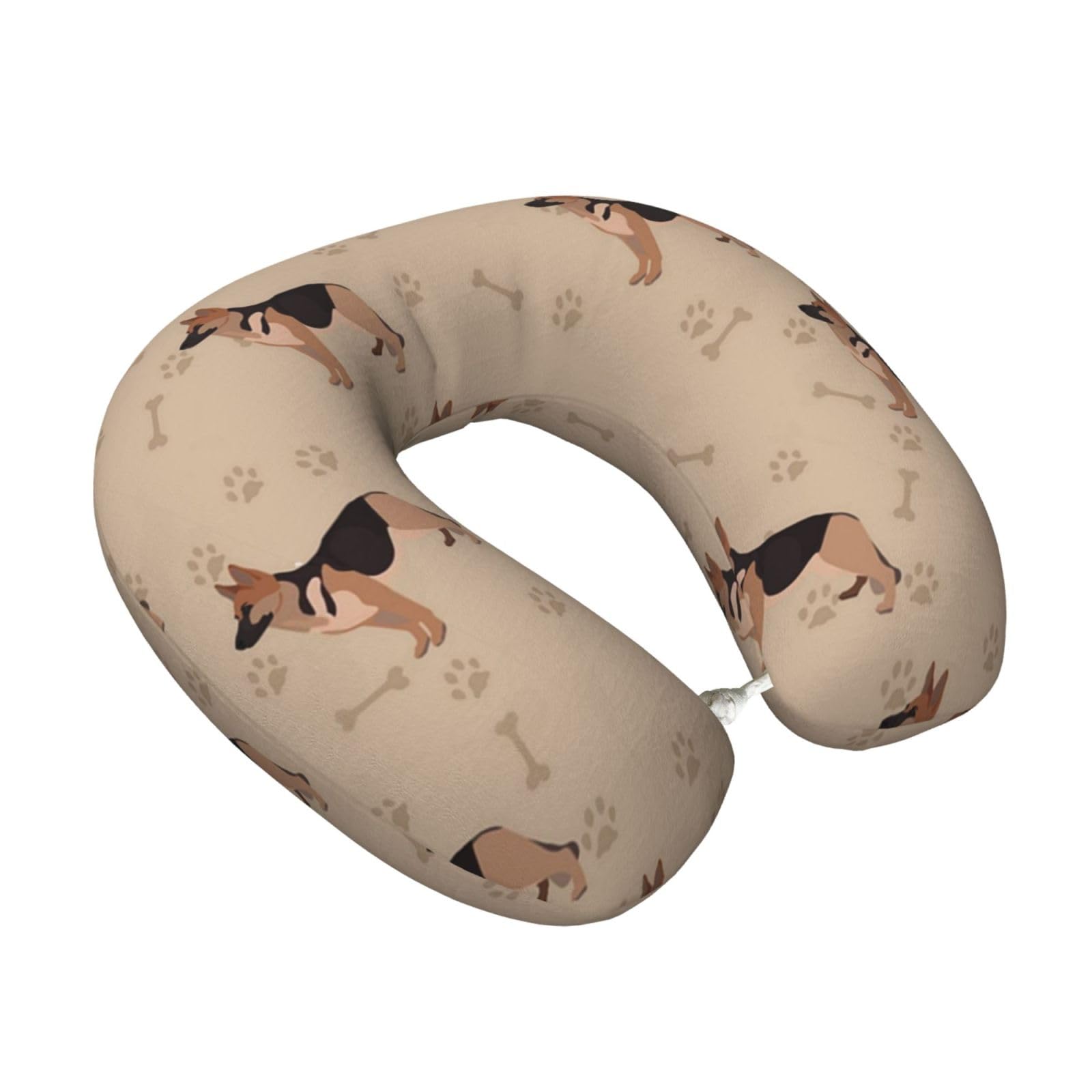 LKYMOH German Shepherd Foot Prints, Travel Neck Pillow U-Shaped Memory Neck Support Soft Comfortable With Washable Cover For Airplane Car Traveling and Office