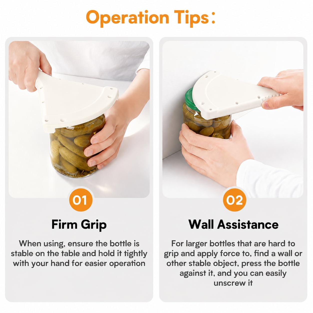 Abridor de tarros para manos débiles, agarre de tapa de acero inoxidable, fácil de girar para tarros de 0.5 a 5.1 pulgadas, herramienta de cocina manual para personas mayores y manos con artritis