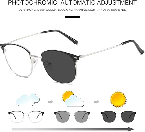 Miniatura 2 de Lentes de lectura con bloqueo de luz azul lentes de sol fotocromáticos para mujeres y hombres filtro UV antirreflejante teléfonos de TV redondos