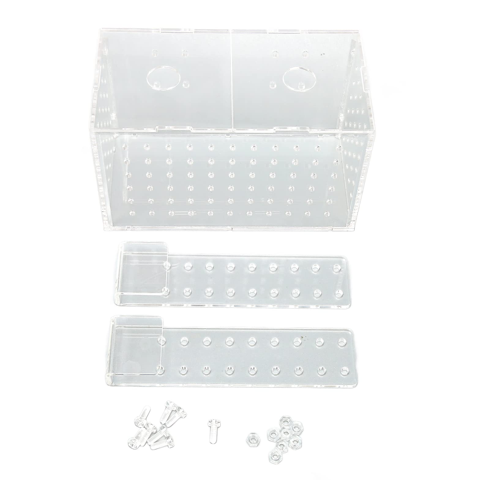 Transparent Acrylic Fish Breeding Isolation Box, Aquarium Hatchery with Adjustable Hook for Small Fish Protection, Fish Tank Breeder Box with Ventilation Holes and Secure (17 * 9 * 10CM)