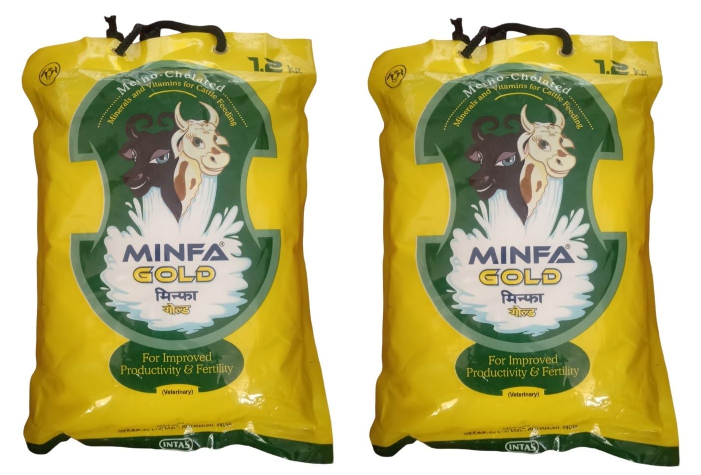 MINFA Gold Metho Chelated Mineral & Vitamins for Cattle,Calf,Buffalo,Goat,Sheep,Horse Pet Health Supplements (1.2 kg) - 2Pkts