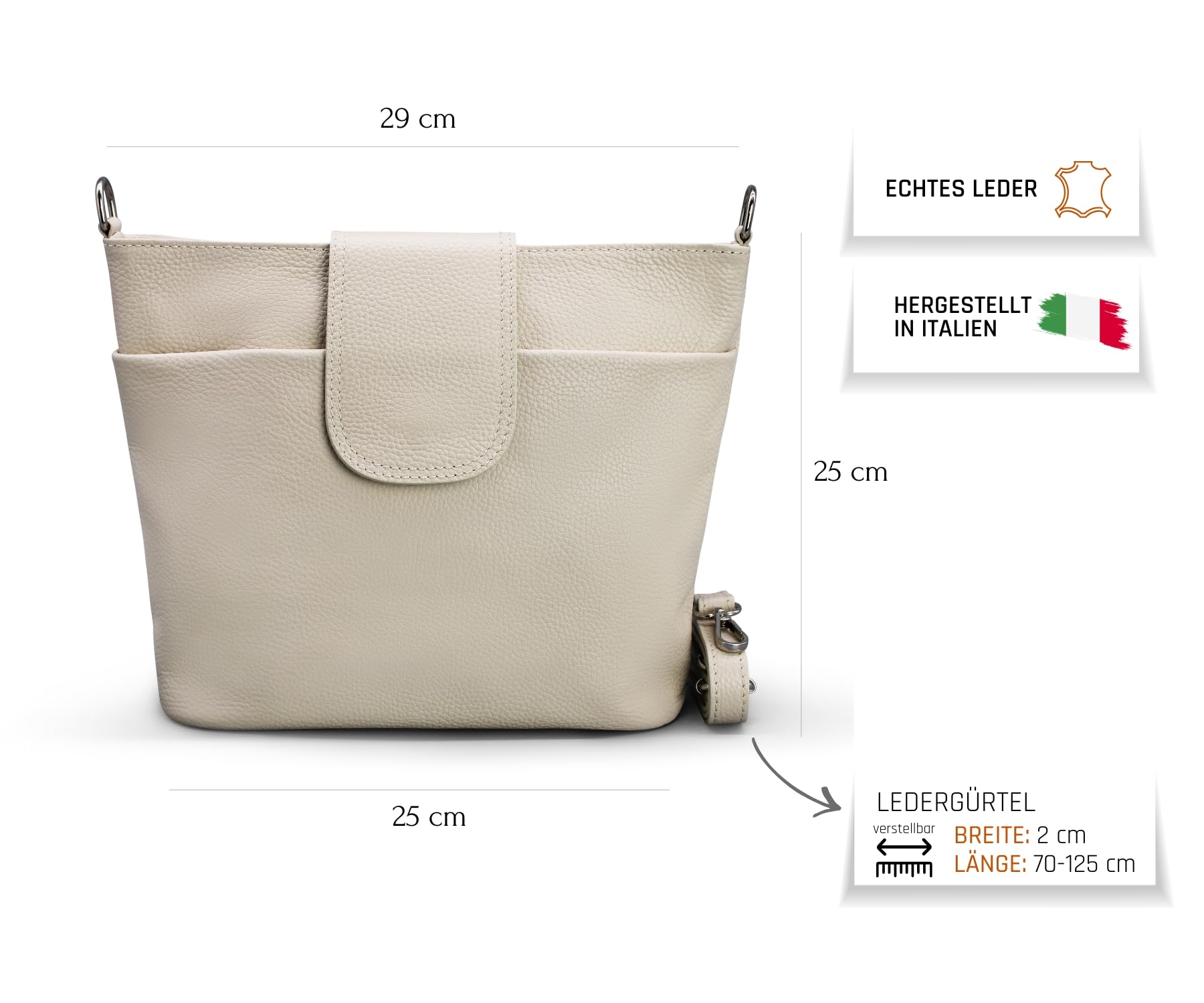 Adel Bags SARA Damen Umhängetasche Echtleder Handgefertigt Crossbody Bag