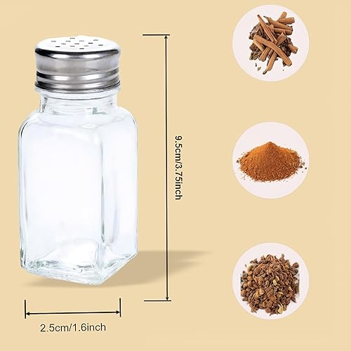 Miniatura 2 de Tebery Juego de 16 saleros y pimenteros transparentes, estilo retro, con tapas de acero inoxidable