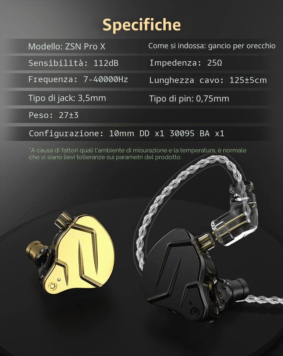 CCA KZ ZSN Pro X - Auricolari in-ear con doppio driver, 1 BA e 1 DD, con cavo, HiFi, per sport, giochi, telefono, computer, tablet, con set regalo, colore blu, senza microfono