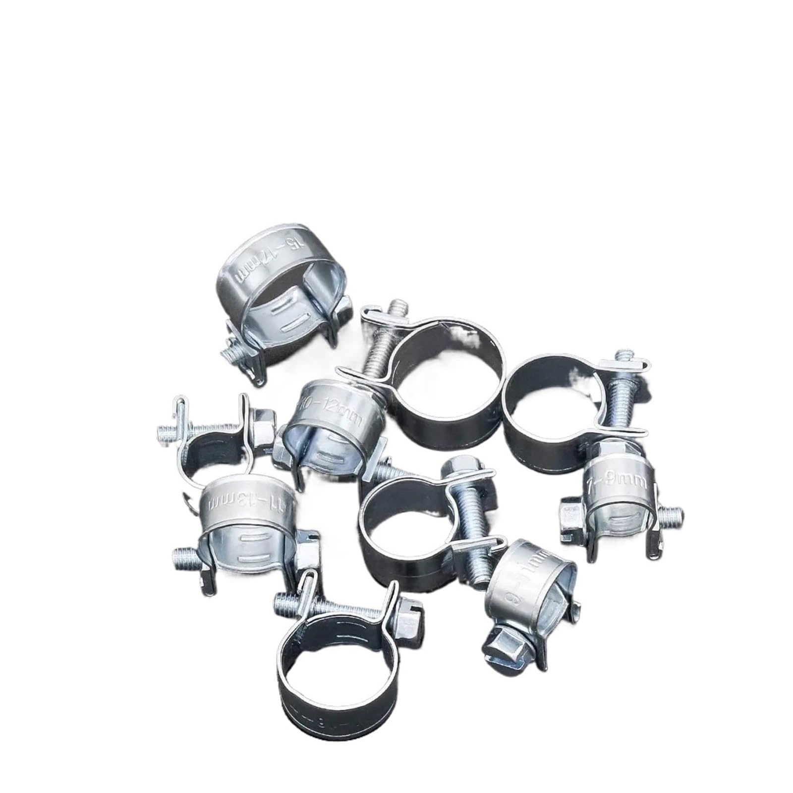Wudcw One Color 100Pcs 7Mm To 18Mm (10 Size) Zinc Plated Carbon Steel Fuel Injection Style Hose Clamp Assortment Kit For Diesel Petrol Pipe