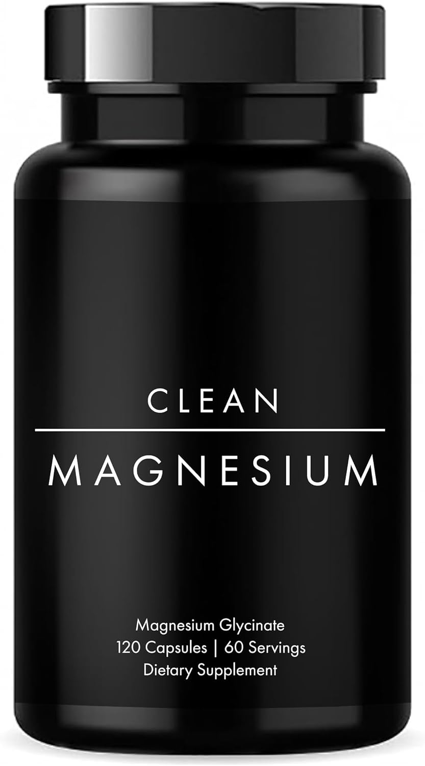 Clean Magnesium Glycinate – 400mg TRAACS® Chelated Magnesium Glycinate for Sleep, Heart, Muscle, and Stress Support | 120 Capsules – 60 Servings | Vegan, Vegetarian, Gluten-Free