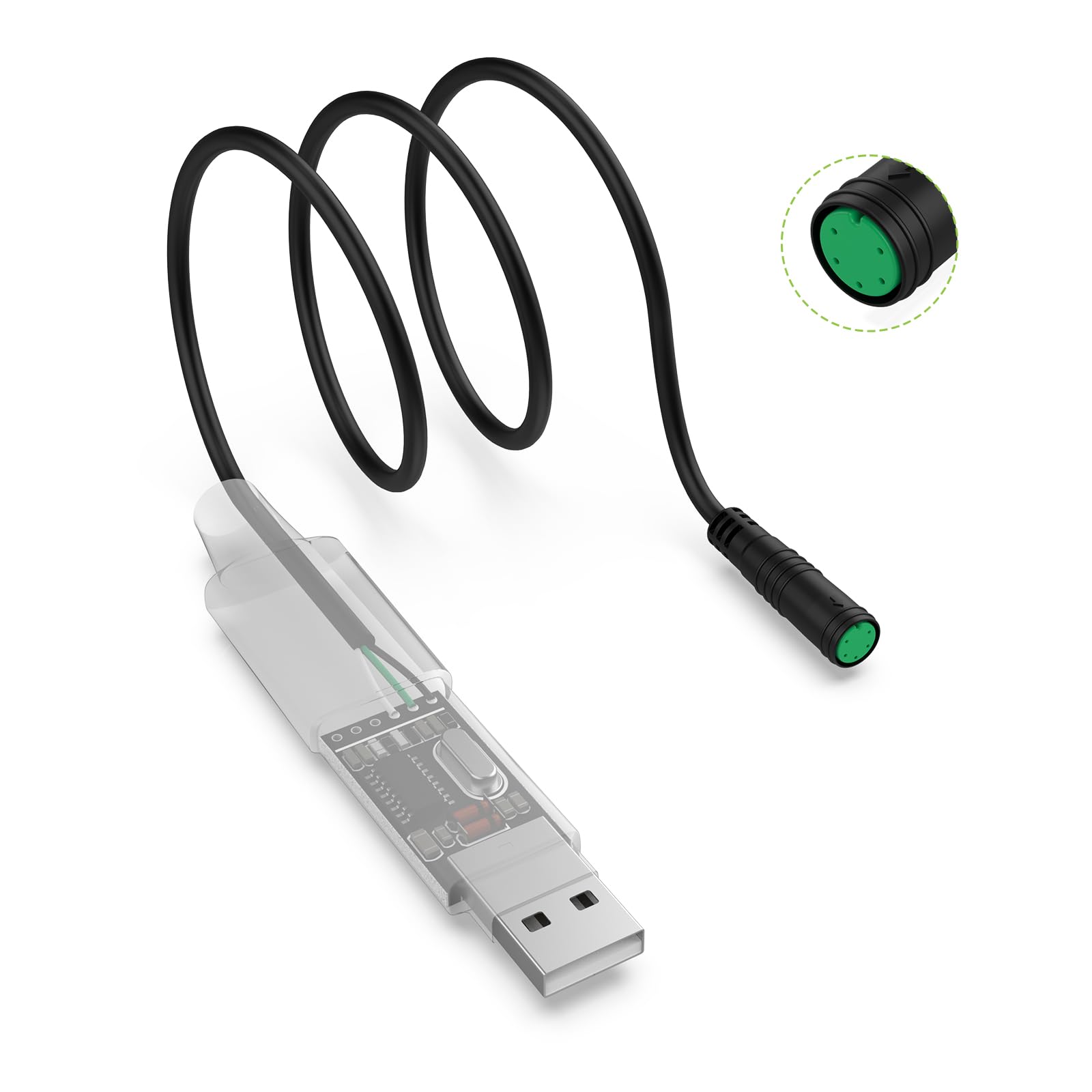 Varstrom Ebike USB Programming Cable for Bafang Mid Drive Kit: HD BBS01 BBS02 Mid Drive Motor, 39.4" (100CM) - Compatible with PC & Smartphone