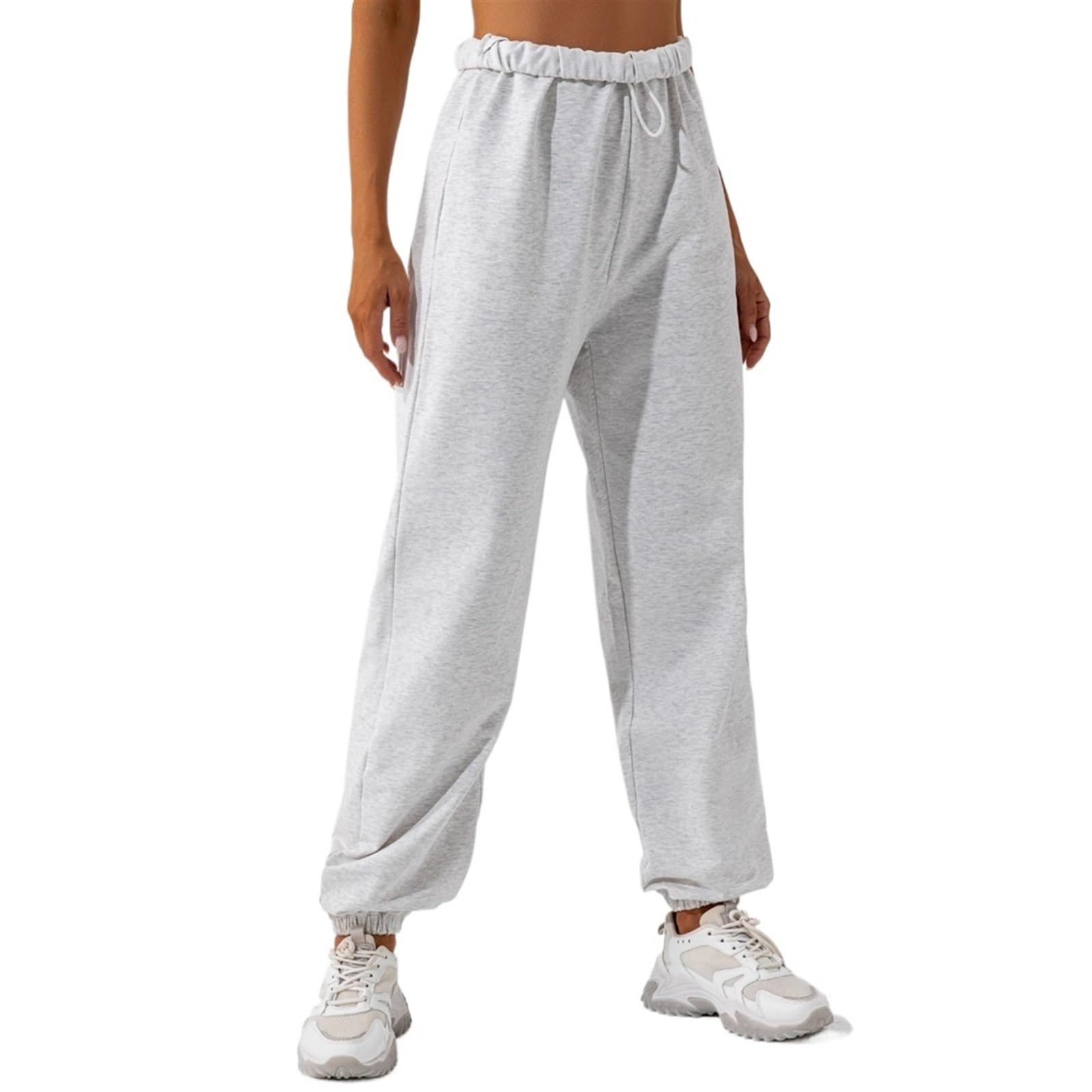 Leggins Sportivi Donna Pantaloni da Yoga Sportivi Larghi in Vita da Donna Pantaloni Casual da Yoga all'aperto da pendolarismo Pantaloni Dritti all-Match da Donna(Ash,S)