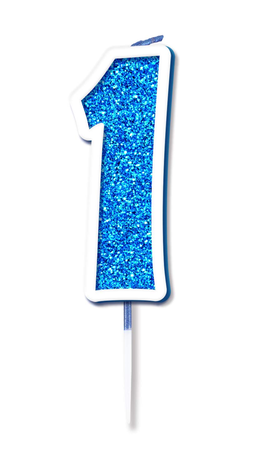 Oaktree Glitter No.1 Candle 7.5cm Blue/Silver Glitter