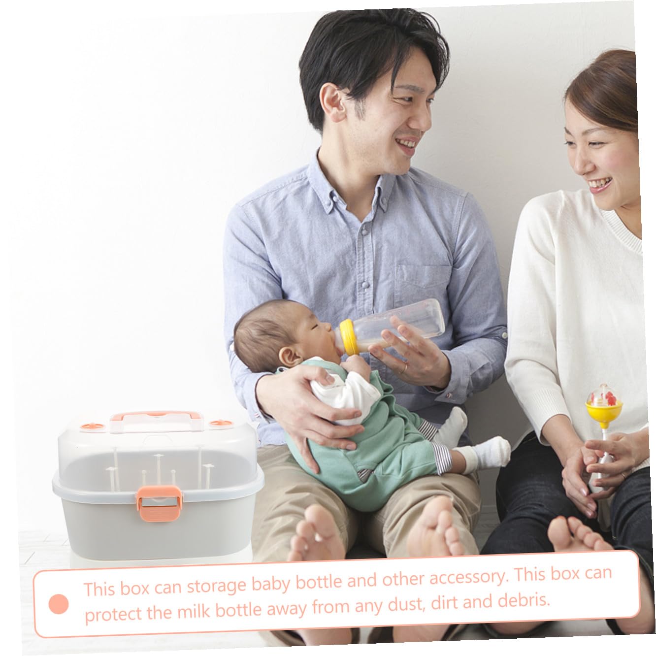 Große Aufbewahrungsbox für Babyflaschen mit Deckel aus Pp