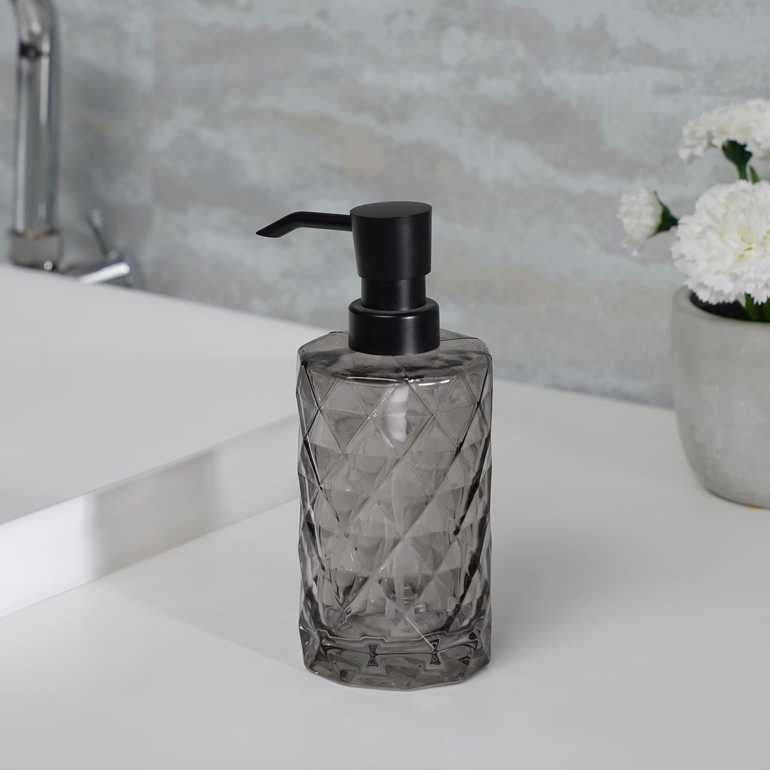 Pure Home + Living Black Prism Texture Glass Soap Dispenser (B0BXPHXMDH) Amazon Price History, Amazon Price Tracker