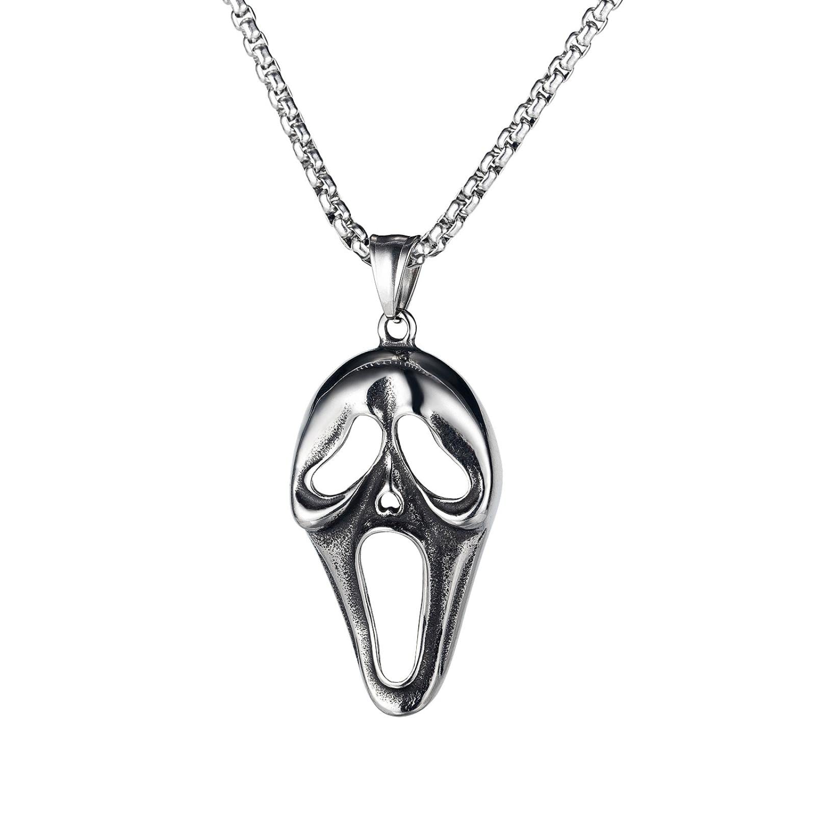 Collier Hommes Pendentif Femmes Colliers Cadeau Personnalité De La Rue Scream Fashion Skull Hip Hop Punk