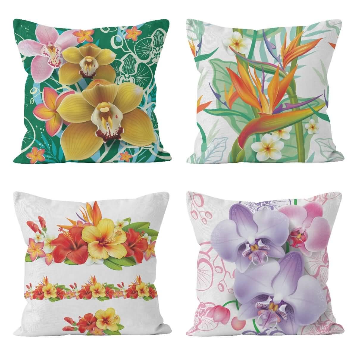 CEVAN Lino Federe Cuscini Grandi Federe Divano Esterno Fiore Fodere Per Cuscini Esterno Federe x Cuscino Divano Tessuto Stampato Per Decorazioni Murali 50x50cm,4Pcs