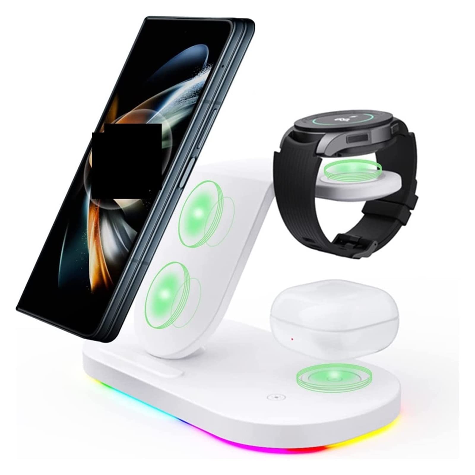 Caricabatterie wireless Supporto for caricabatterie wireless 30W 3 in 1 for auricolare for orologio dock station a ricarica rapida(Z7L with led light)