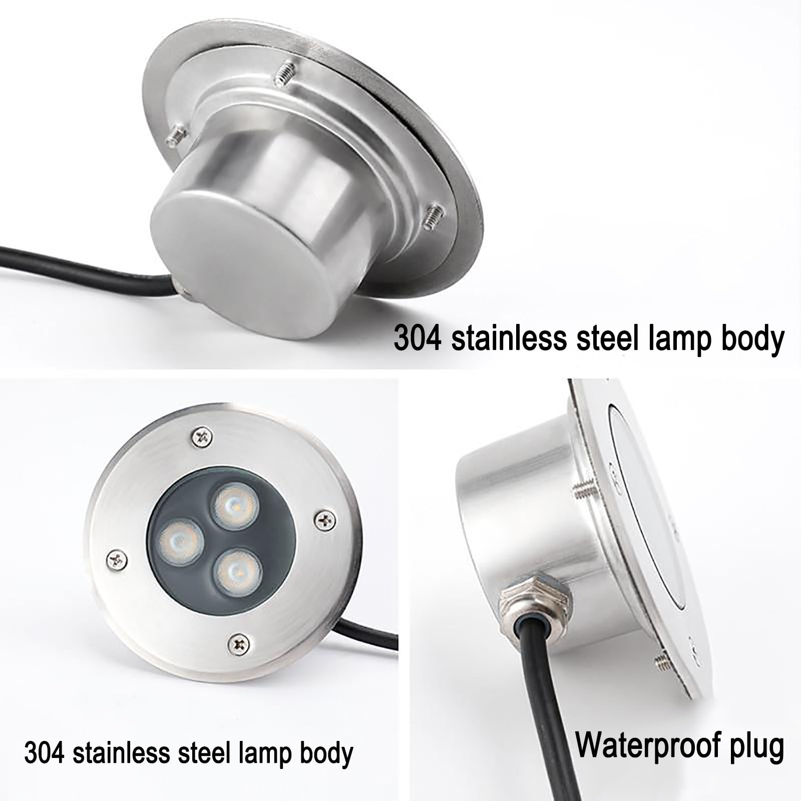 Lot de 4 spots LED encastrables sous-marins, éclairages LED ultra-fins pour fontaines d'extérieur, spot rond encastrable étanche IP68, éclairage décoratif submersible pour bassin