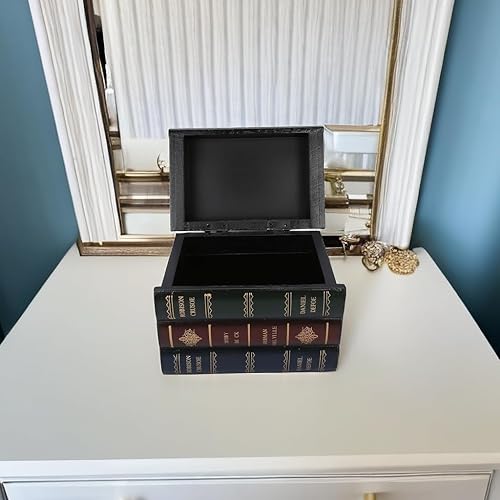 Miniatura 6 de Caja de almacenamiento de madera con forma de libro, cajas decorativas para libros para decoración del hogar, adornos de estantería de oficina y