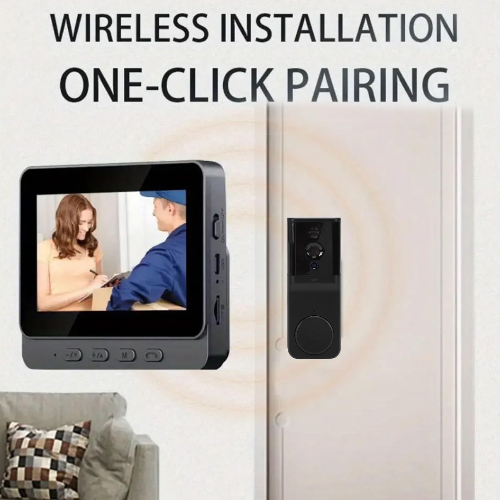 banapoy Videocitofono 4,3 Pollici con Monitor Wireless a 2 Vie | Campanello Citofono Intelligente Versione Notturna, Esterno Interni, Villa, Appartamento, Ufficio, Casa, Resistente All'Acqua