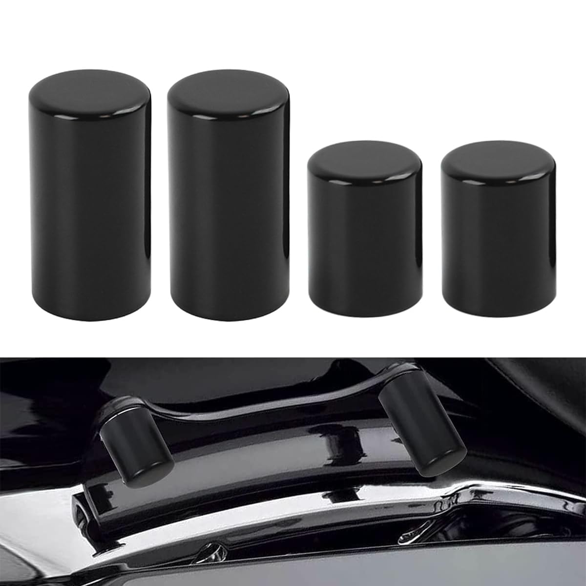 H RUO Kit de 4 Housses de quincaillerie d'accueil Noires pour Harley Touring Electra Glide Road King Street Glide Road Glide CVO 2009-2025