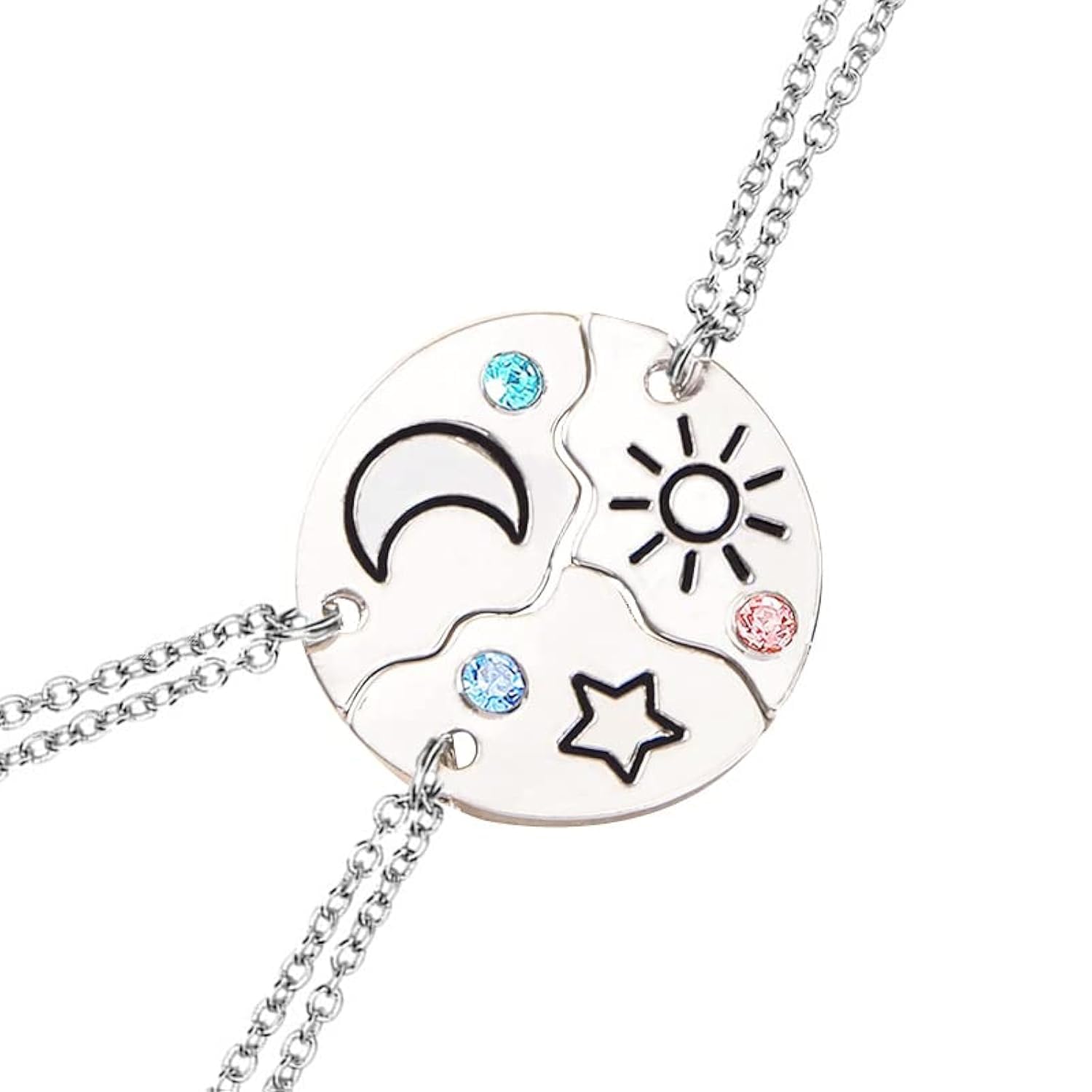 Collana Dell'amicizia A 3 Pezzi - Set BFF Personalizzabile Con Ciondoli Stella, Luna E Sole