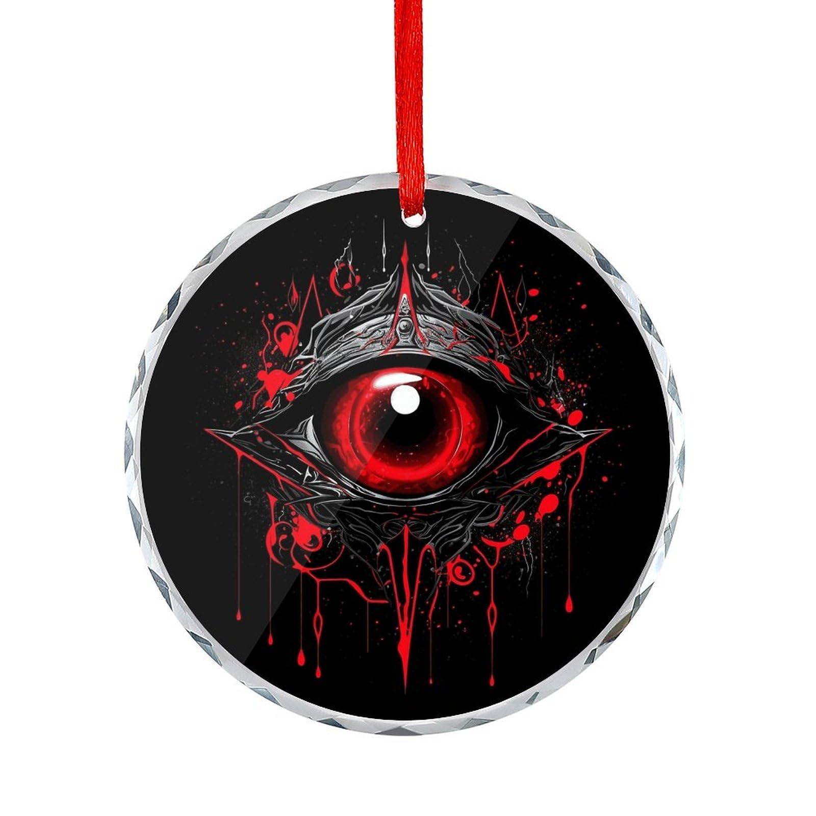 Fodpand Women's Style Eye Of Hell Round Glass Ornament Keepsake Gift Exchange Ideas Car Decor,Christmas Ornaments For Tree Window Garden Ornaments