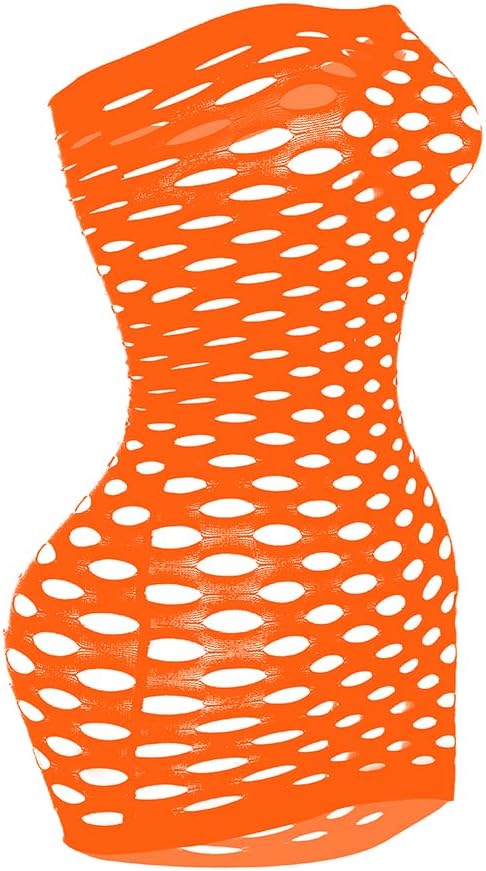 Sexy Womens Strapless Fishnet Lingerie Sleepwear Mini Dress Tube Chemise Bodysuit One Size