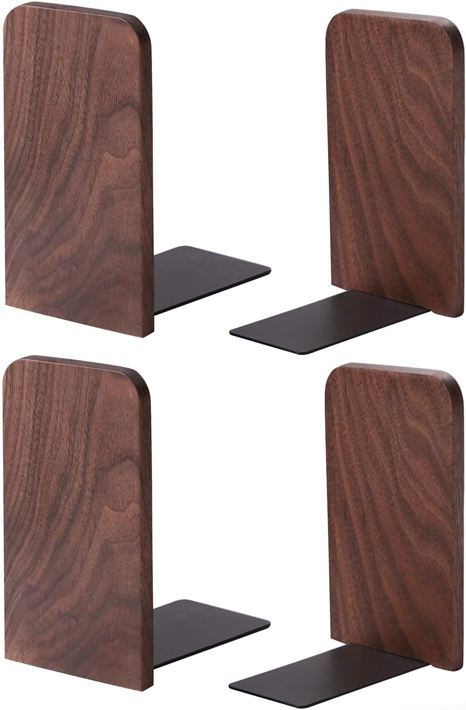 - Muso Wood Book Ends for Shelves, Non-Slip Bookends, Heavy Duty Wooden Bookend Support for Books and Movies (Walnut 2 Pairs)