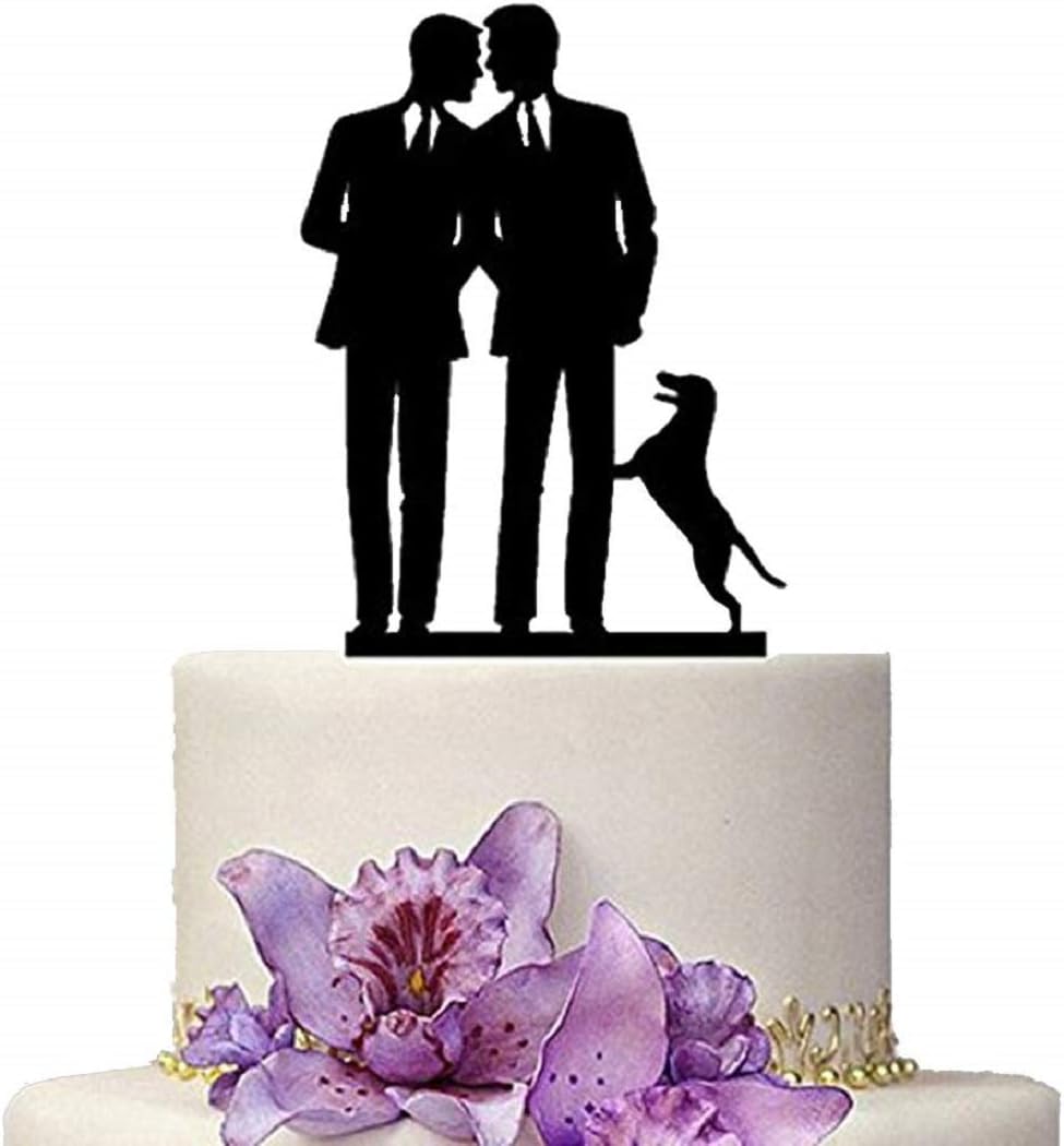 Homosexual Wedding ceremony Cake Topper, Mr & Mr Cake Topper With Canine Wedding ceremony Aniversary Social gathering Engagement
