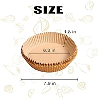 Vista 2 de Forro de papel desechable para freidora de aire, 100 piezas de papel pergamino redondo antiadherente de 6.3 pulgadas, a prueba de aceite, a prueba