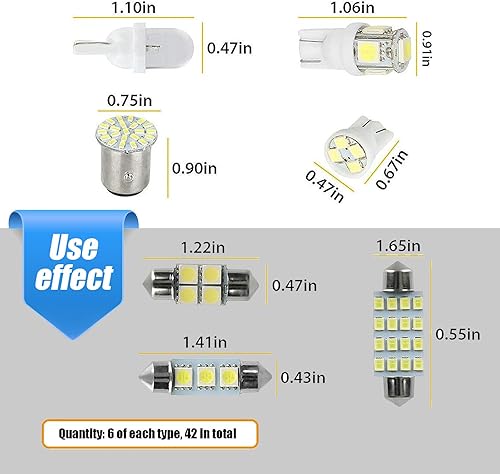 Miniatura 2 de Juego de 42 luces LED de cúpula para automóvil, 12 V 5050, impermeables, accesorios de luz de matrícula de vehículo, kit universal de repuesto de