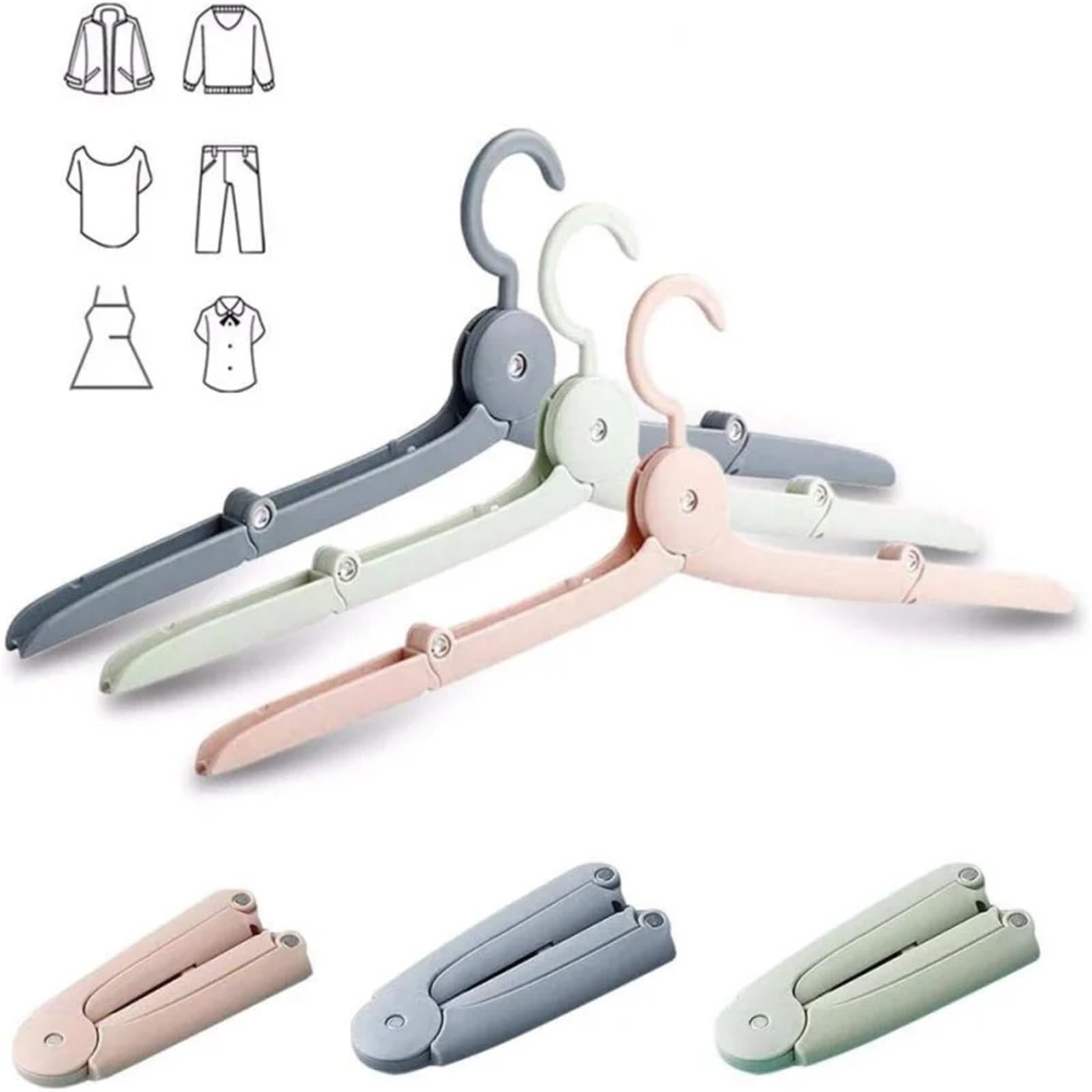 1/3/5PCS Reise Faltbare Kleiderbügel Tragbare Kleidung Rack Winddicht Anti Slip Trocknen Für Business(Green,5pcs)