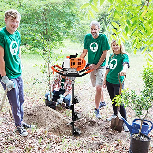 72CC Auger Post Hole Digger, 3KW 2 Stroke Post Hole Auger Gas Powered with 3 Auger Drill Bits(4" & 8" & 12") + 3 Extension Rods for Farm Garden Plant
