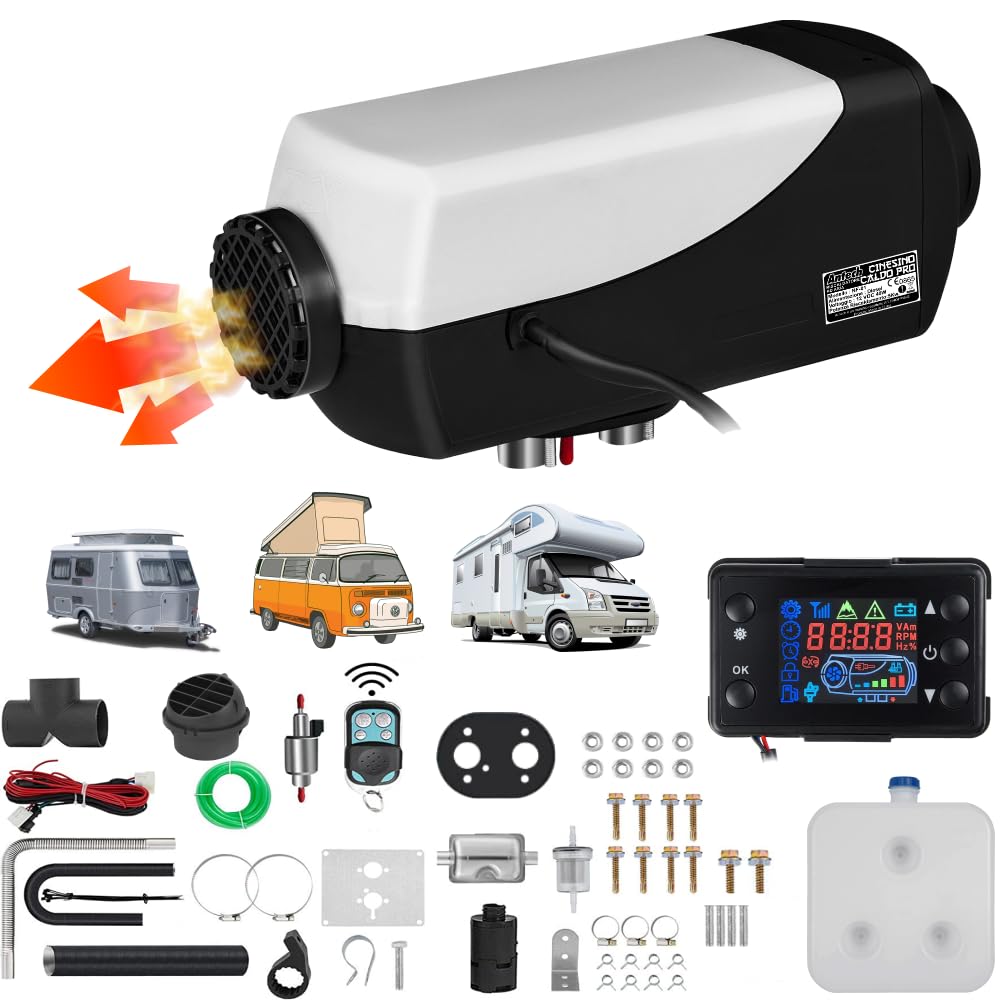 Antech Riscaldatore ad Aria Diesel 12V 5KW con Interruttore LCD Telecomando, Riscaldamento da Parcheggio per Automobili Camion Caravan SUV Pick-up Barche Yacht RV Camper