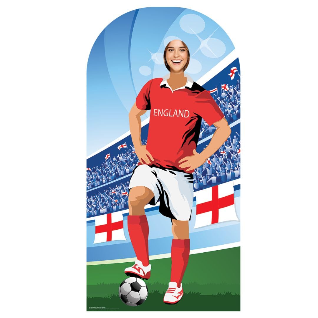 SC1164 Star Cutouts England World Cup 2026 Stand-In Cardboard Cutout – Life Size 190cm (6ft) Football Photo Prop Party Decoration — image 1