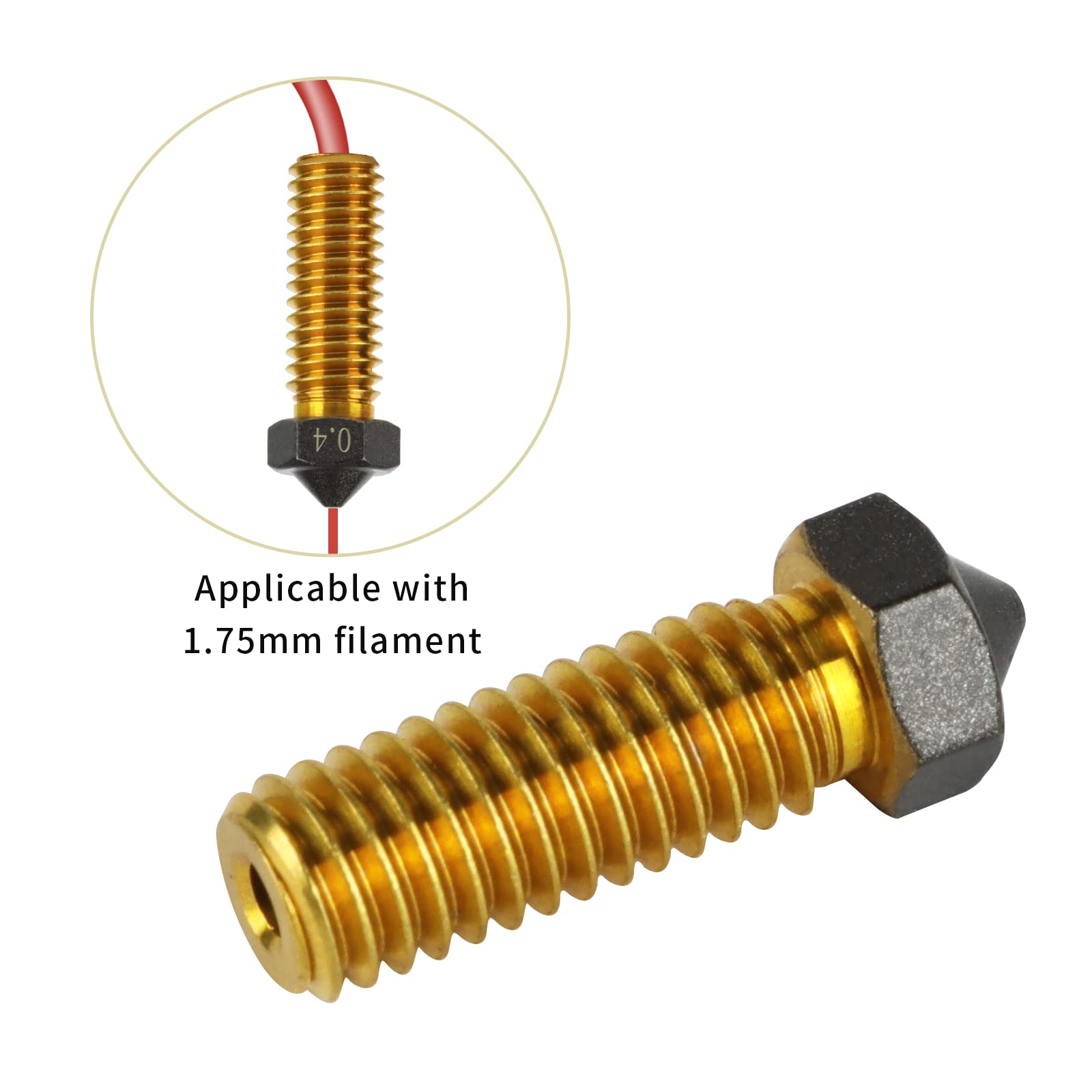 IdeaFormer-3D MK8/E3D/Volcano Messing PTFE Düse Beschichtung Antihaft-Filament 0,4/0,6/0,8/1,0 mm für 3D-Drucker Ender 3 envio Gratis (MK8 Düsen (0,4/0,6/0,8/1,0 mm))... (Vulkan PTFE beschichtete