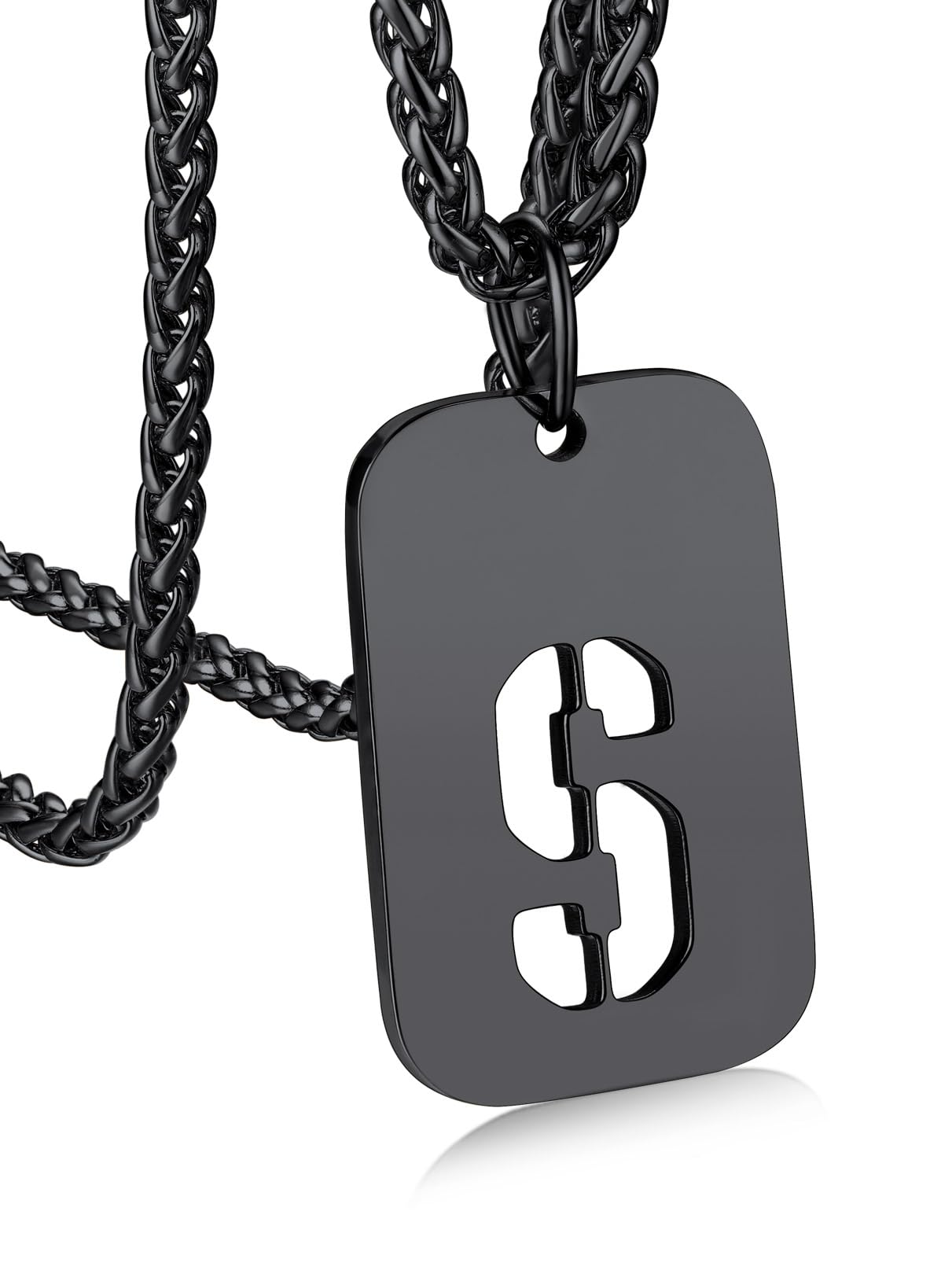 Bandmax Initial Letter For Men Women Necklace Chain Dog Tags Stainless Steel 26 Alphabet Hollow Capitals Boy Chains With Pendants Jewelry Steel/Gold/Black Necklace Chain For Men
